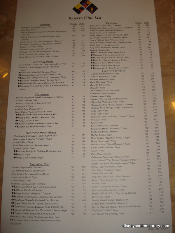 Wine list